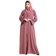 Front open abaya with piping work- Puce Pink Front open abaya with piping work- Puce Pink